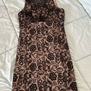 Dressbarn Black and Cream Lace Midi Dress